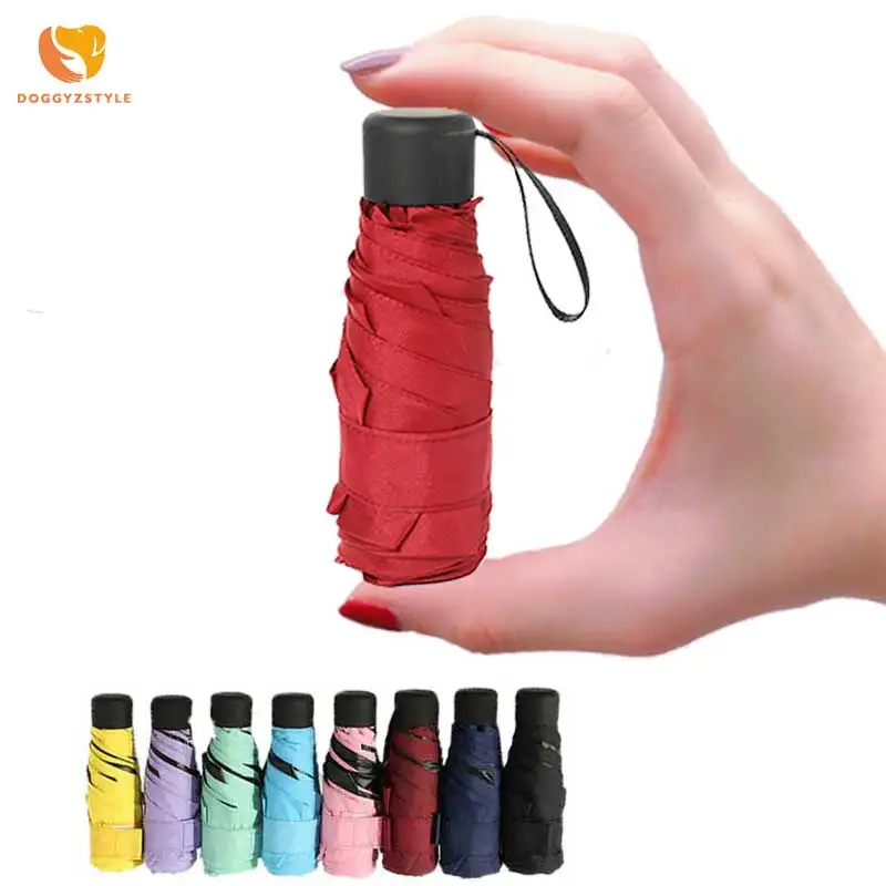 

Waterproof Mini Folding Umbrella Pocket Umbrella Rain Sun Small Portable Women Men Gift Kids Gifts 17CM