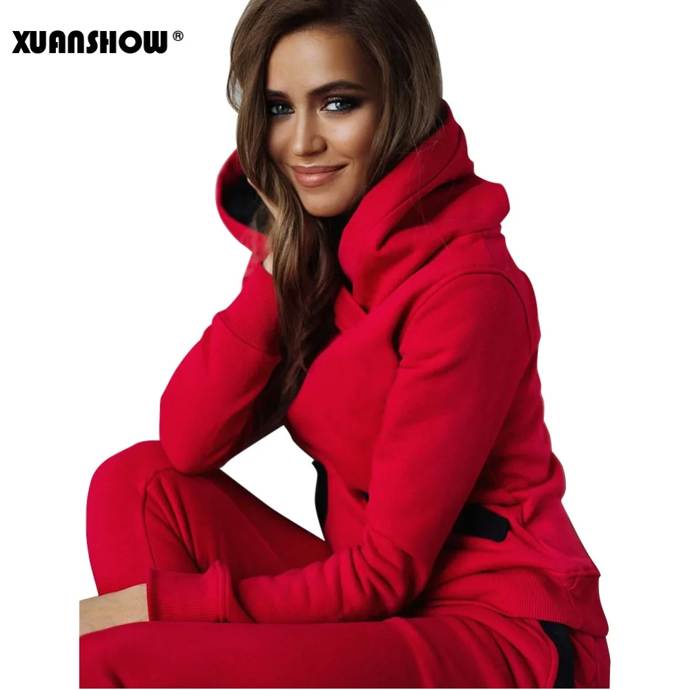 XUANSHOW 2019 мода Осень зима Женщины Спортивные костюмы наряды Большая шляпа Блузы +