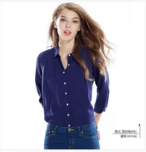 Nuevo 2017 Mujeres de La Gasa de La Blusa OL Camisas 3/4 Trabajo Del Desgaste Del Verano de La Manga Blusas Femininas Blusas de Gasa Casuales SolidTops
