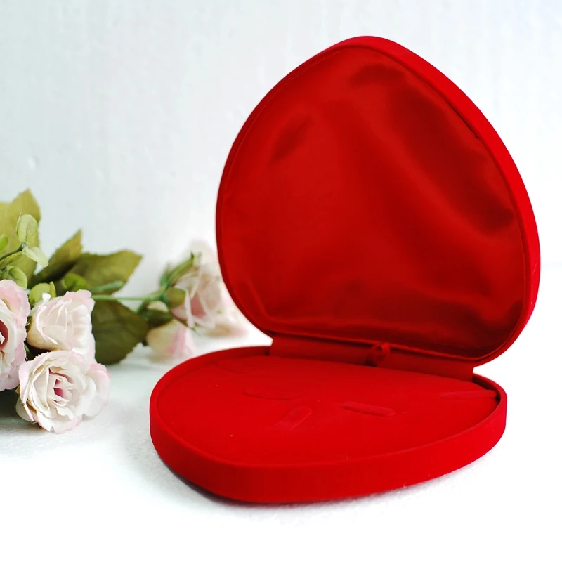 

Jewelry Set Box Heart shaped Necklace Earring Ring Gift Box Velvet Box for Wedding Packaging Holder Jewelry Display Storag Case
