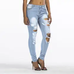 Бойфренд отверстие джинсы женские Штаны крутые джинсовые винтажные прямые джинсы для девочек середины талии случайные рок рваные Штаны