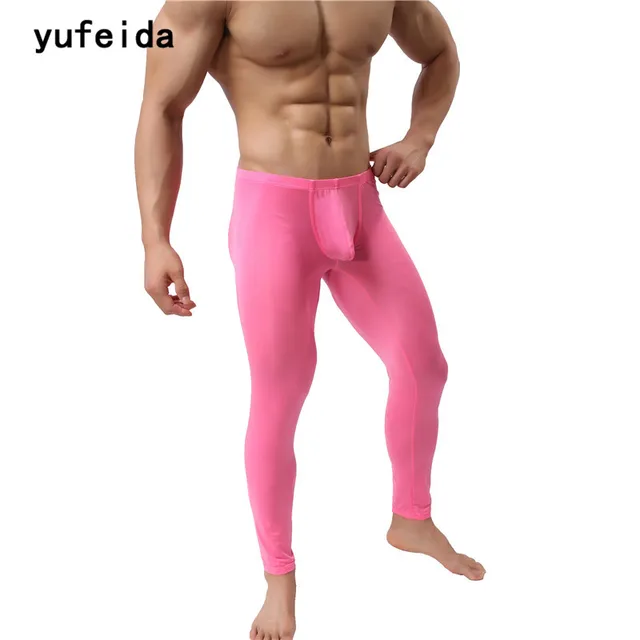 YUFEIDA Male Pink legging Long Johns Leggings Trousers Soild Soft