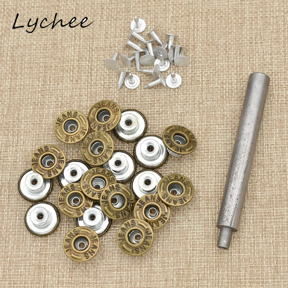 Классические джинсы Lychee 20 шт. с заклепками на кнопках инструментом для установки