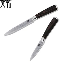 XYj Brand 2 Pcs Set 7Cr17 Stainless Steel Kitchen Knife 3.5 Inch Paring 5 Inch Utility Beauty Pattern Blade Best Cooking Knife