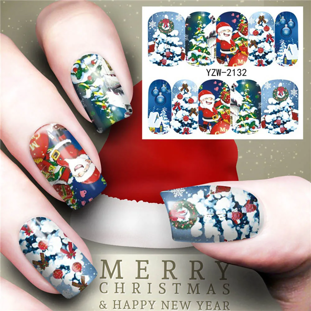 

1 Sheets Xmas Sticker for Nail Decals Snow Flower Deer Beauty DIY Watermark Nail Art Christmas New Year Decor