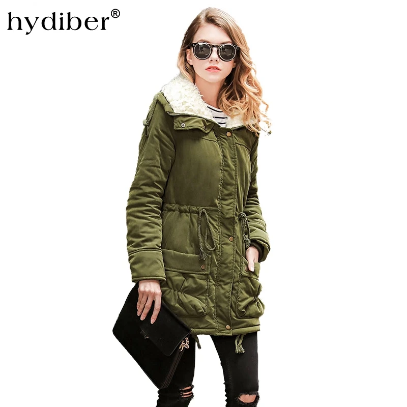 HYDIBER 2018 Новое поступление облегающее Женское пальто из овечьей шерсти с