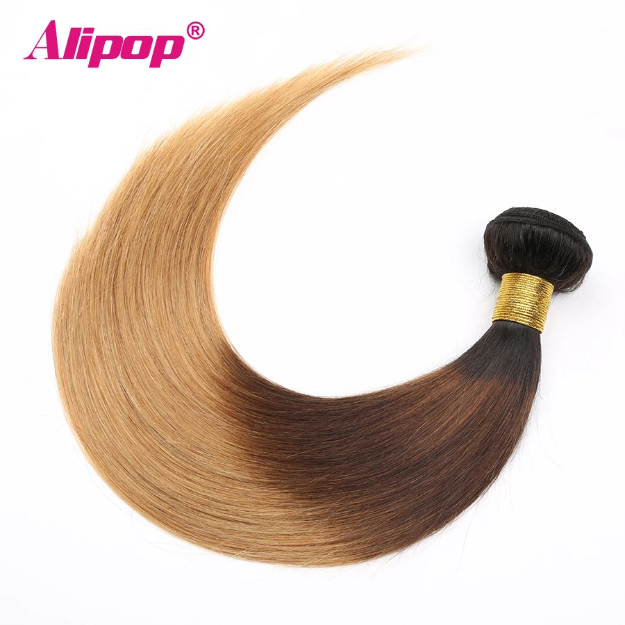 Ombre Brazilian hair Straight 3 Bundles 3 Tone 1B427 Colored Human Hair Weave Bundles Deal Non Remy Hair Extensions ALIPOP (1)