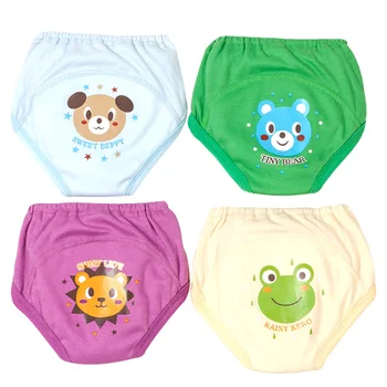 Set di 4 Mutandine per l'Apprendimento all'Uso del Vasino, Biancheria Intima per Bambini, Pannolini Riutilizzabili e Lavabili in Cotone per Bambini e Bambine