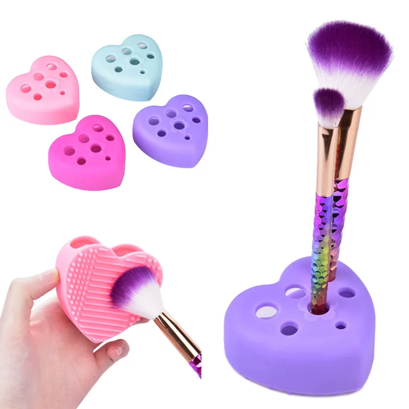 1 шт. силиконовый коврик для мытья в форме сердца|cosmetic brush cleaner|glove scrubbermakeup cleaning |