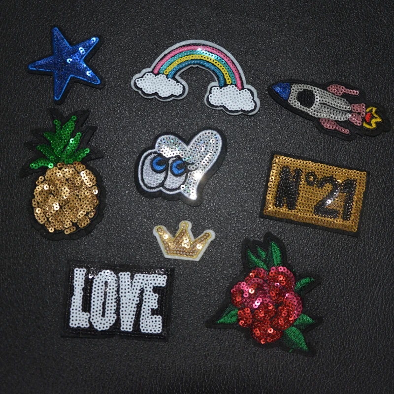 

Love rainbow star sequins patches Iron On Patches For Clothes