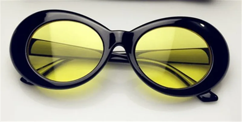 Женские солнцезащитные очки с оправой, кошачий глаз, модные брендовые женские солнцезащитные очки, винтажные, негабаритные, Gafas Feminino NIRVANA Kurt Cobain - Цвет линз: black yellow