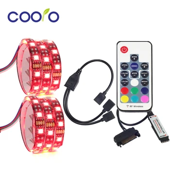 

RGB LED Strip Light PC Computer Case Light 2PCS Set SATA Interface + Remote Control + 4Pin Divided Connecter, 100cm 200cm