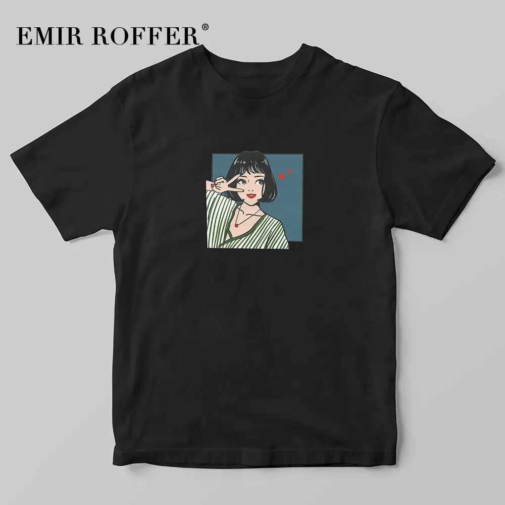 EMIR ROFFER 90 s модная футболка с принтом для девочек Женская Корейская рубашка