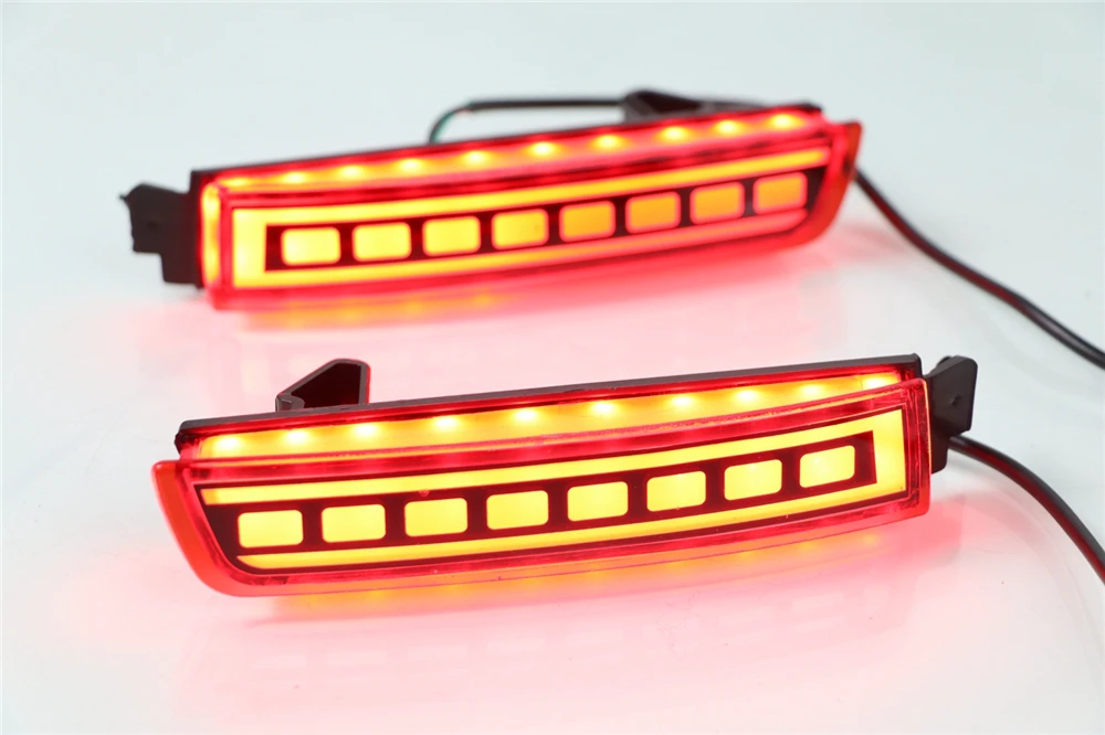 Carflashing 2PCS For Nissan Kicks Multi-functions Car LED Tail Rear Fog Lamp Brake Light Rear Bumper Decoration Lamp