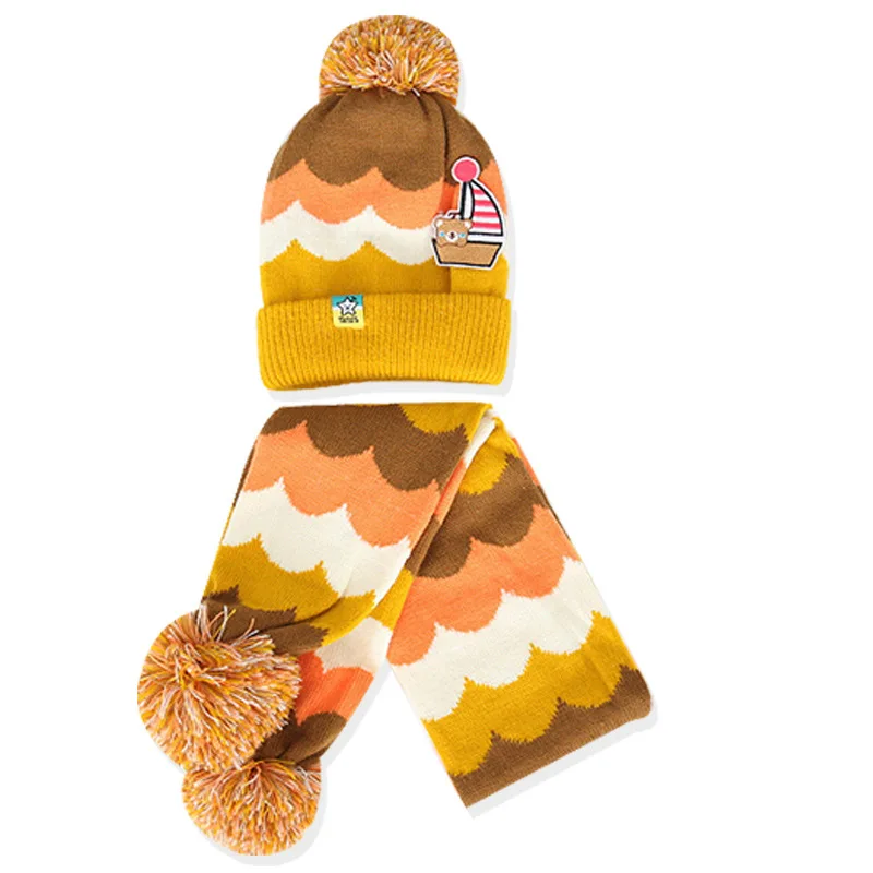 Kocotree/Новинка года; 2 шт./лот; детская зимняя шапка и шарф для девочек; зимний детский шарф и шапка для мальчиков; шапки-бини для девочек; шарфы