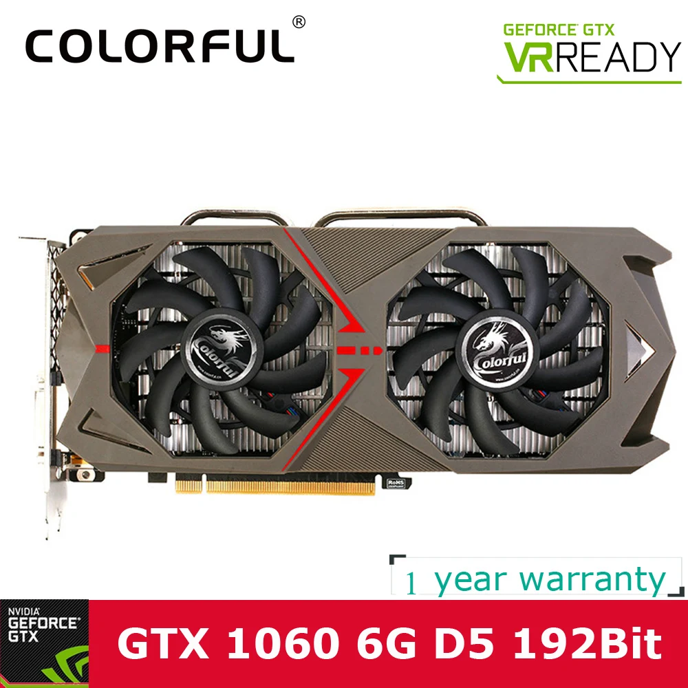 Красочная видеокарта NVIDIA GeForce GTX 1060 GPU 6GB GDDR5 192bit Gaming 6144M PCI-E X16 3,0 VR Ready DVI+ HDMI+ 3* DP порт