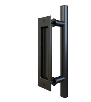 

DIYHD 12“ Smooth Barn Door Two Side Black Handle Bar Flush Pull