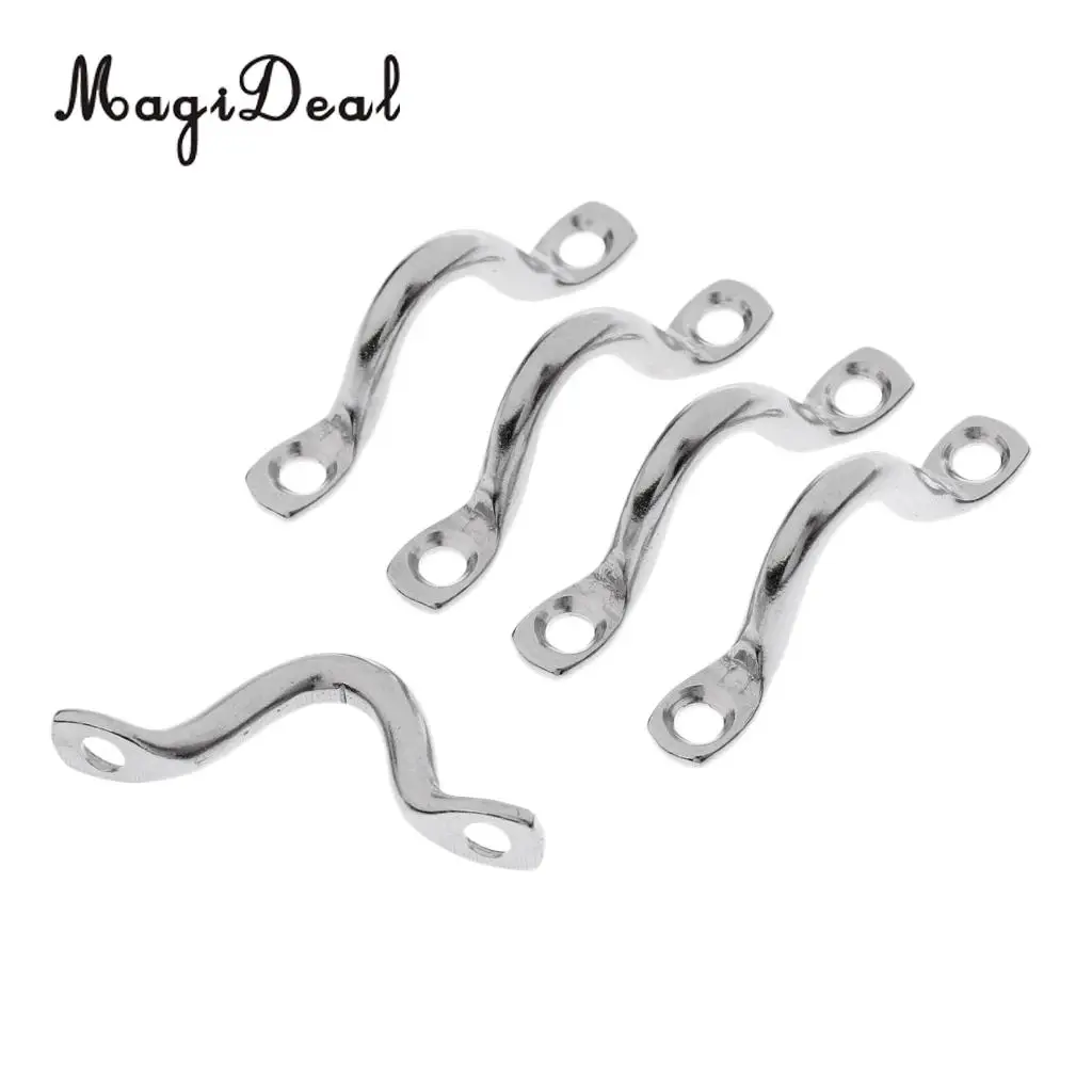 MagiDeal 5 Piece Stainless Steel Pad Eye Straps Tie Down Anchor Deck Loops 52 x 17mm/58 x 21mm