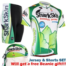 2017 cycling bandana sets green Pro Cycling Jerseys Shorts Set Shark Skin Printed coolmax Ropa Ciclismo sets suits for Bicycle