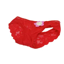 Women Sexy Lingerie Lace Hollow Out Triangle Panties Underwear Rose Patterned Seamless Briefs Soft Transparent Intimates BC66