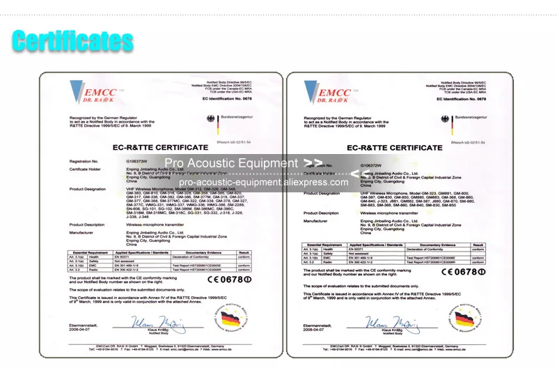 Pro Acoustic Factory Certificate Policy 02