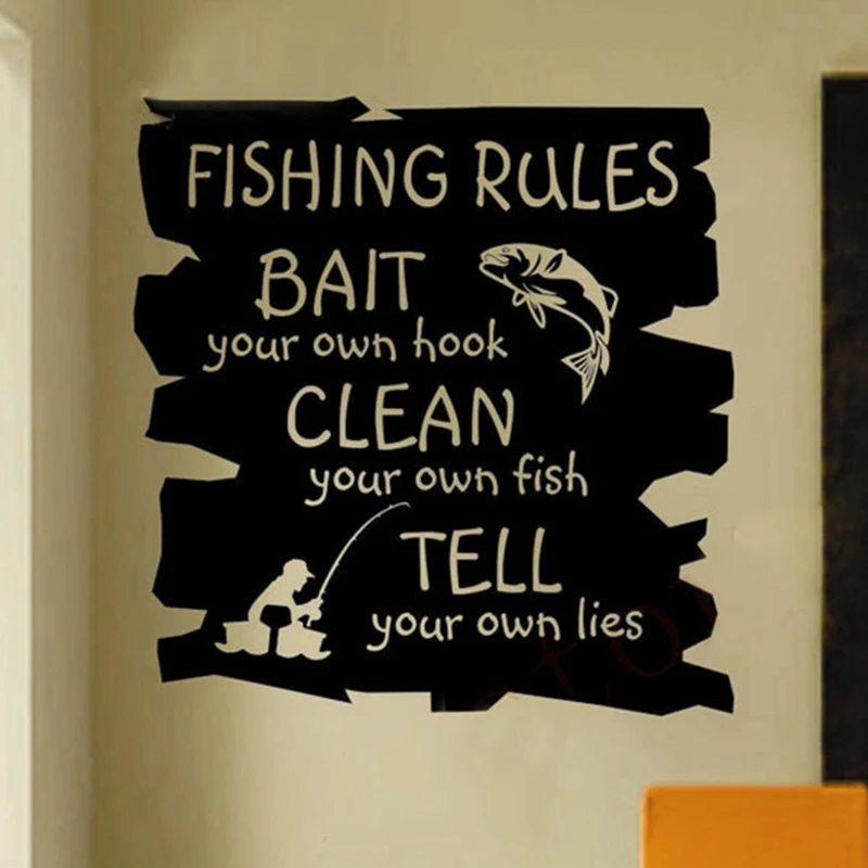 Vinyl Wall Lettering Funny Fishing Rules vinyl wall decal stickers