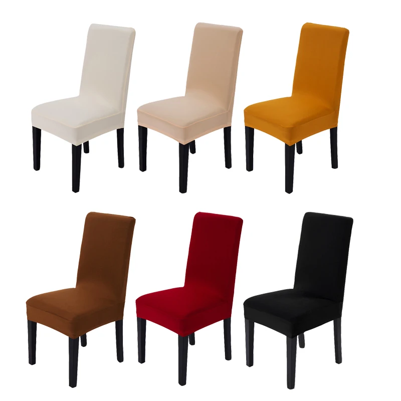 Simple Solid Color Spandex Elastic Dining Room Chair Cover Durable Anti-dirty Seat Covers for Home Banquet Wedding Party Decor Simple Solid Color Spandex Elastic Dining Room Chair Cover Durable Anti-dirty Seat Covers for Home Banquet Wedding Party Decor