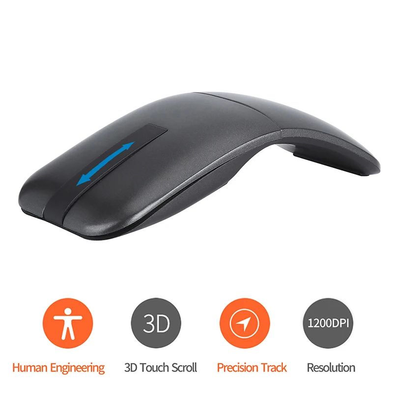Беспроводная мышь с USB мини складная мышь 2,4 ГГц Arc оптический сенсорный приемник подходит для ПК ноутбука