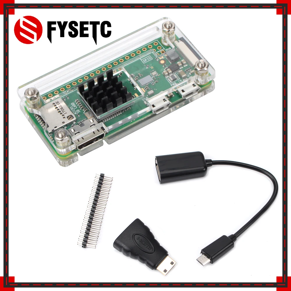 

Transparent Acrylic Case Shell Cover Enclosure Kit with Heatsink USB Mini HDMI Adapter GPIO Connector for Respberry Pi Zero