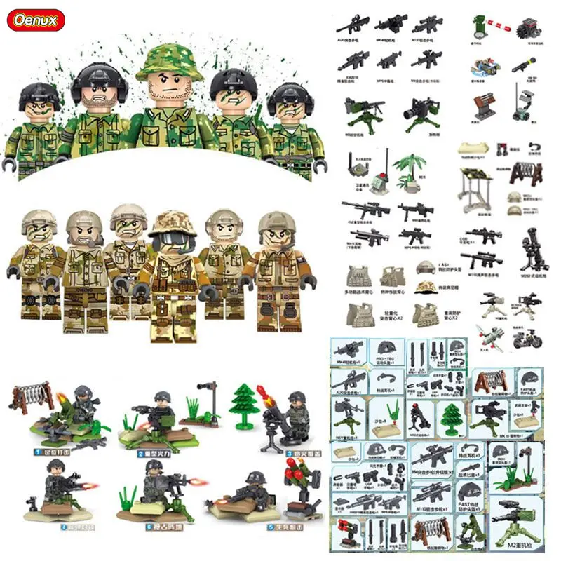 Oenux New Modern Military Special Forces Army Figures Building Block Military Camouflage Soldiers Building Brick DIY Toy For Boy Oenux New Modern Military Special Forces Army Figures Building Block Military Camouflage Soldiers Building Brick DIY Toy For Boy
