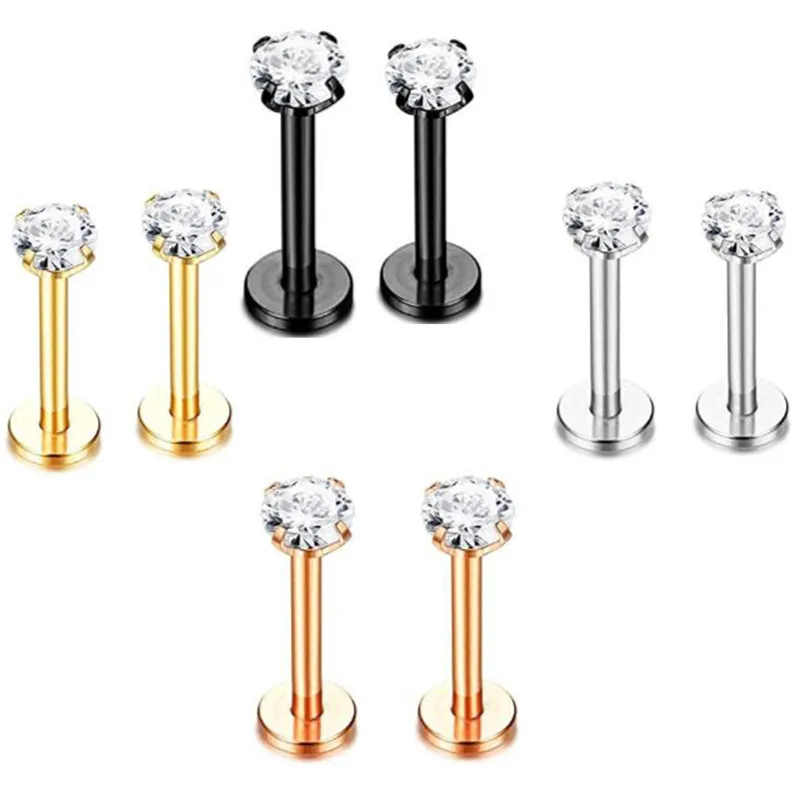 

2PCS Surgical Stainless Steel Eyebrow Nose Lip Captive Bead Ring Tongue Piercing Tragus Cartilage Earring Body Jewelry
