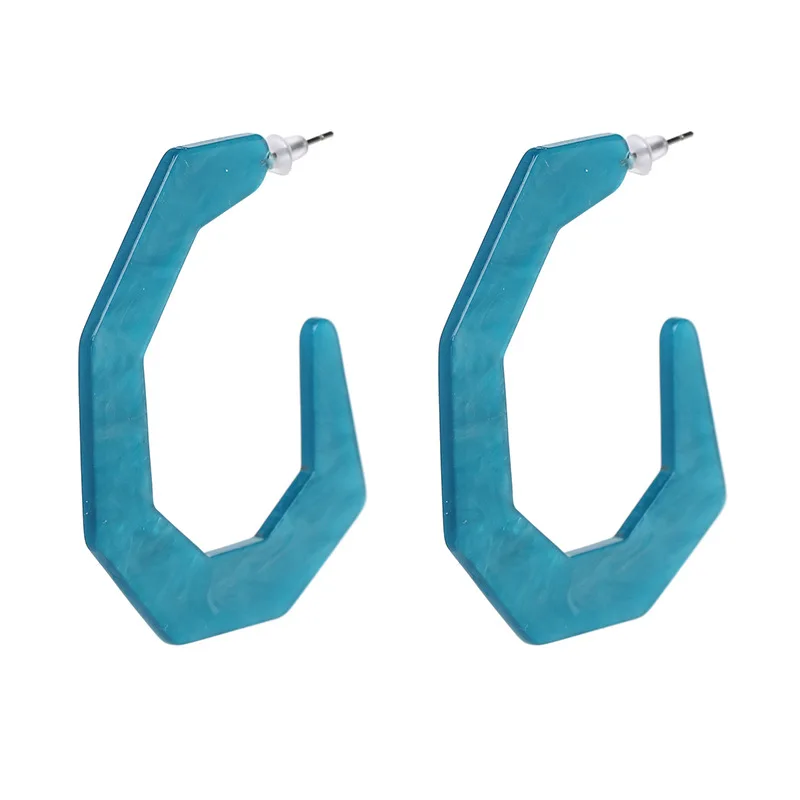 Новые простые прозрачные геометрические акриловые массивные серьги-гвоздики для женщин в форме C, Разноцветные серьги ZA Brinco, подарок, аксессуары - Окраска металла: Lake blue