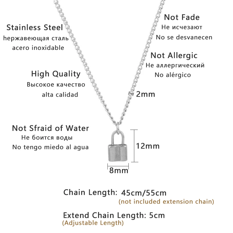 Женское Ожерелье из нержавеющей стали, подвеска с замком, Мужская цепочка, ожерелье s, свитер с замком, чокер для мужчин и женщин, панк-рок, подарки в стиле хип-хоп