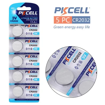 

5pcs/lot PKCELL 220mAh 3V CR2032 Battery CR 2032 Lithium Button Cell Coin Battery for Remote Contro Camera Calculator