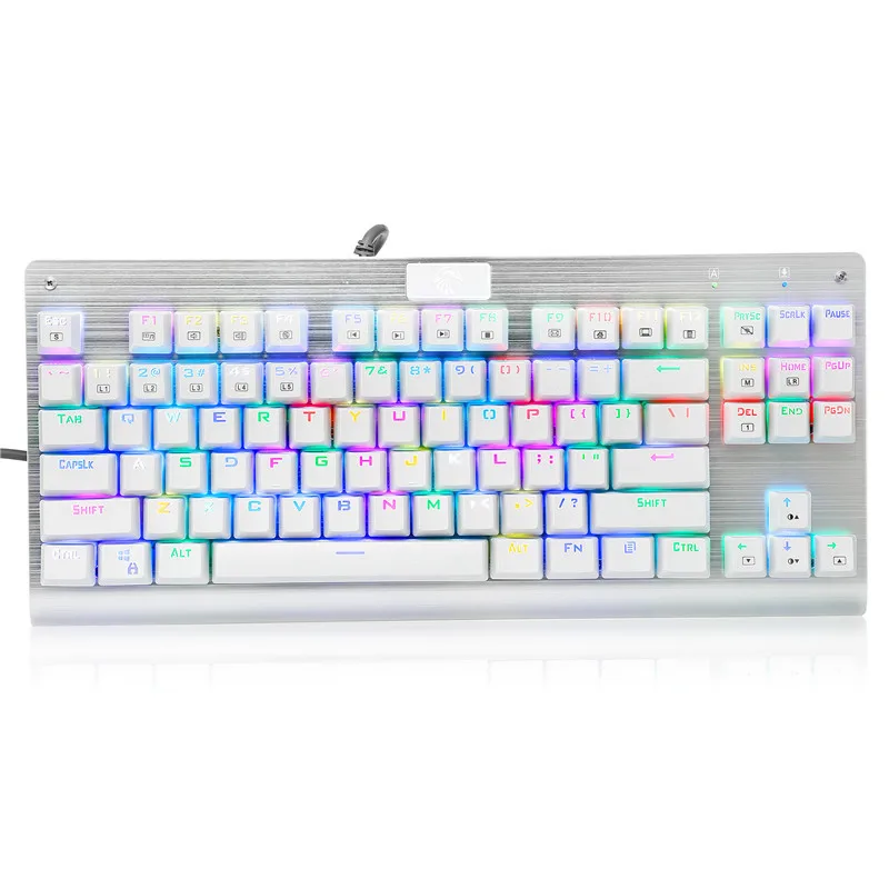 E-Element Z-77 RGB Механическая игровая клавиатура, программируемая RGB подсветка, DIY синие переключатели, подставка для запястья, 104 клавиши против ореолов - Цвет: Белый