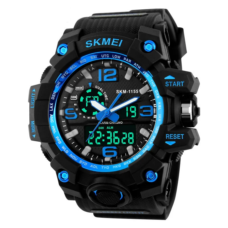 SKMEI Waterproof Watch Display Watches Travel Kit Men LED Outdoor Sport Military Digital Wristwatch 1155 Hunting Accessories