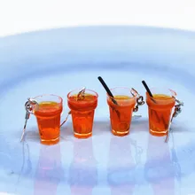 Оригинальные забавные серьги муляж лимона Красного чая закалка жажда креативный Маленький модный ушной крючок персональный зажим для ушей подарки