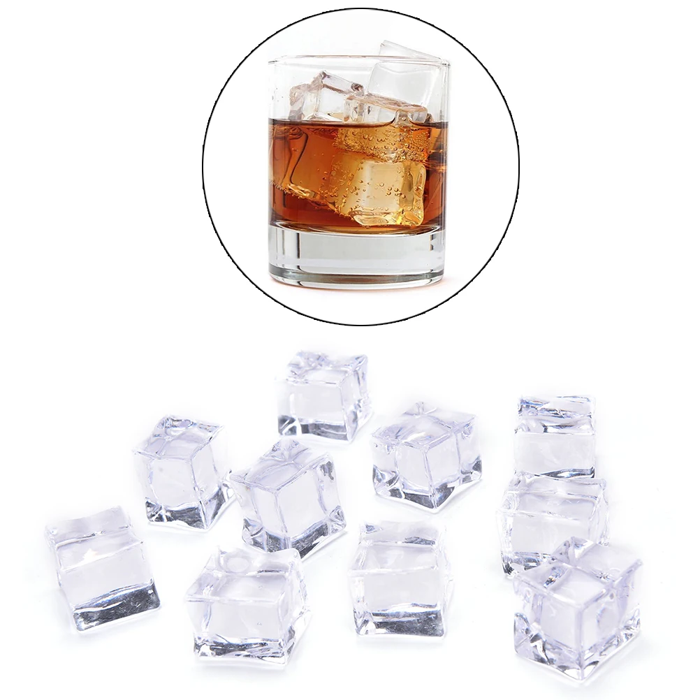 MENGXIANG 10pcs Clear Square Fake Artificial Ice Cubes For Home Display