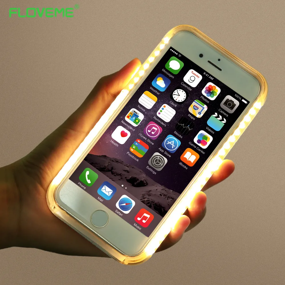 FLOVEME LED Flash Lighting Selfie Phone Case For Iphone 6 6S 7 Plus Selfie Hard PC Lights Cover For Samsung S6 /S7 /Edge / Note7