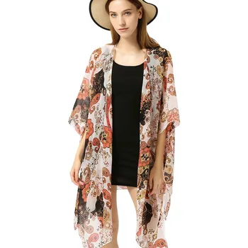 

Sexy Floral Print Beach Cover-Up Summer Beach Bikini Chiffon Cover Up Sunscreen Crochet Swimsuit Beach 2019 Summer Fashion
