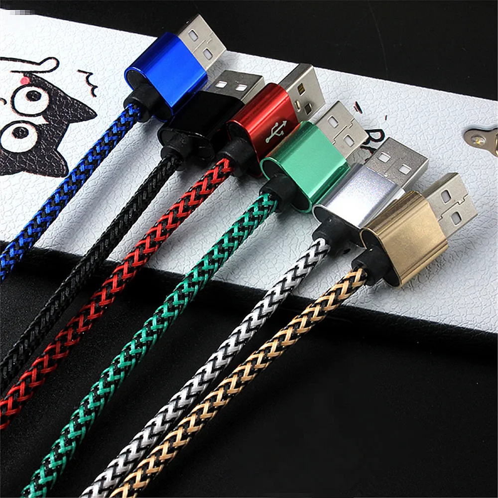 1/2/3 متر كابل شحن USB مايكرو مضفر آيفون 5 5 S 6 S 7 8 زائد X الروبوت نوع -C طويلة الهاتف المحمول شاحن سامسونج