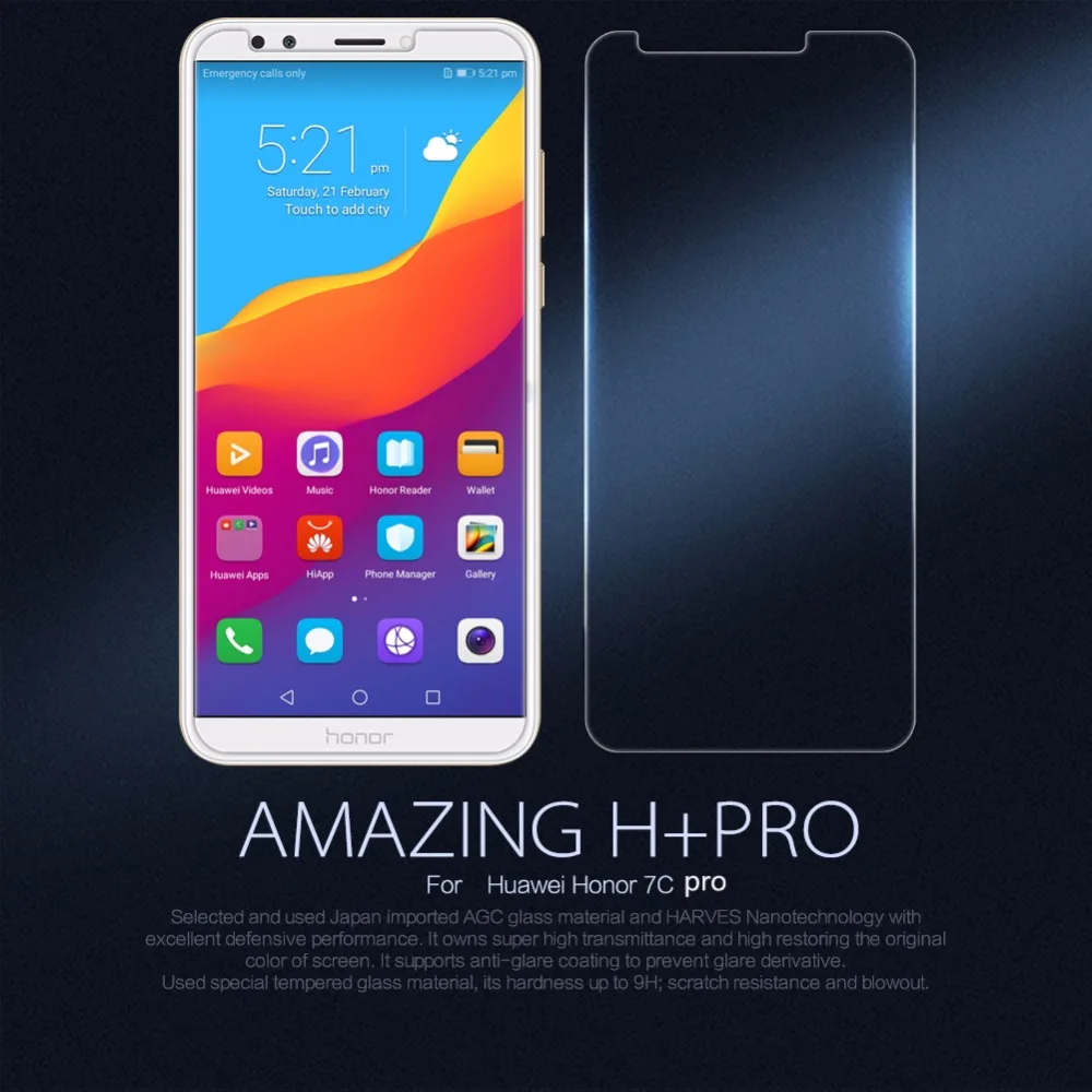 NILLKIN For Huawei Honor 7c pro Amazing H+Pro Resistant 2.5D Tempered Glass Screen Protector Film For Huawei Honor 7c pro 5.99''