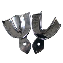 6 шт. зубные металлические лотки стоматологические инструменты из нержавеющей стали оттиск лоток без отверстия 3 размера