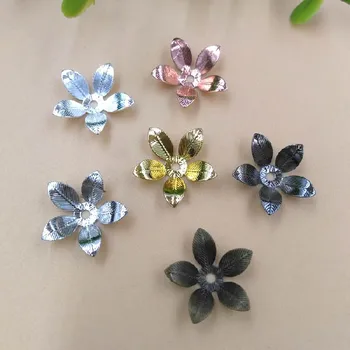 

13mm Vintage Filigree 5 Petals Flower Charms Metal Brass Spacer Beads Retro Bu Yao Hair Clasps Pins Accessories DIY Findings