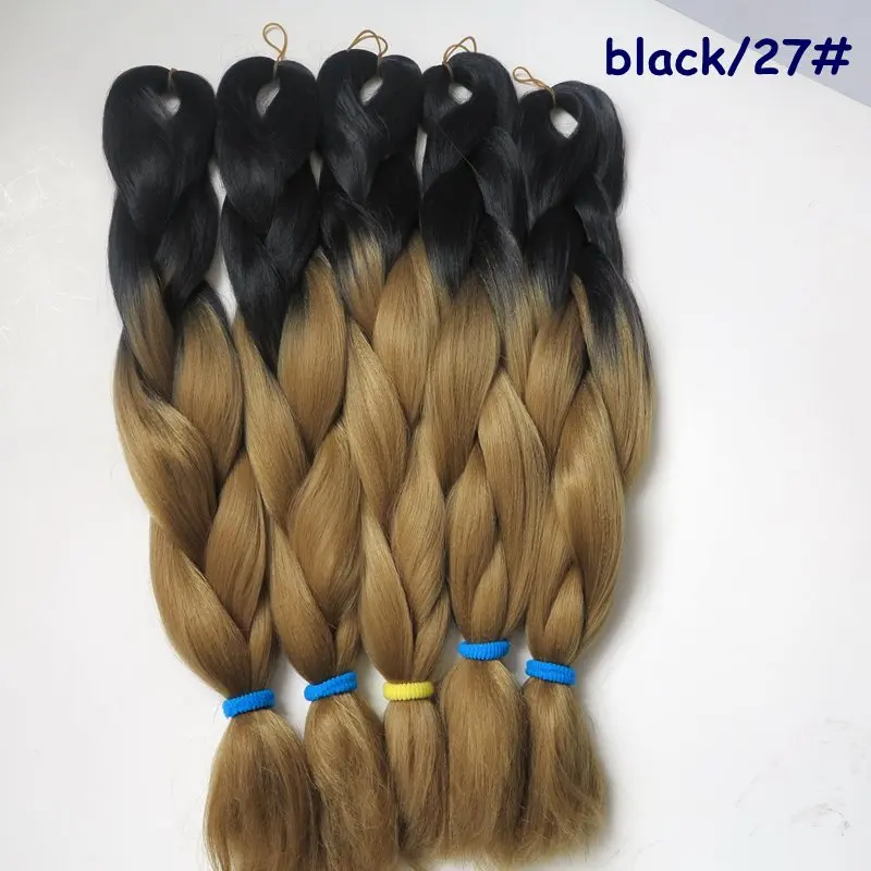 Desire for hair 10 упаковок в партии 24 дюйма 100 г термостойкий синтетический Омбре коробка плетение волос черный синий 3 цвета - Цвет: T1B/27