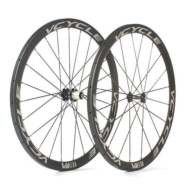 Best price at $284 Cheap VCYCLE V38T 700C 38mm Tubular Carbon Wheels UD Matte 23mm Width Road Bike Wheelset