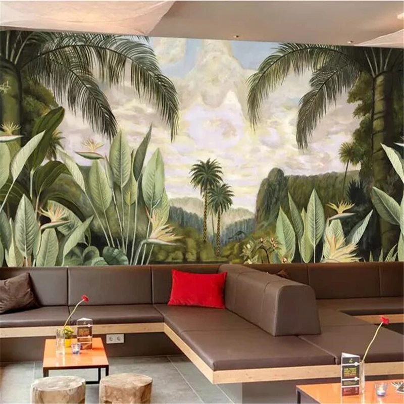 

beibehang Custom wallpaper 3d photo murals European retro nostalgic medieval hand-painted rainforest sofa background wall paper