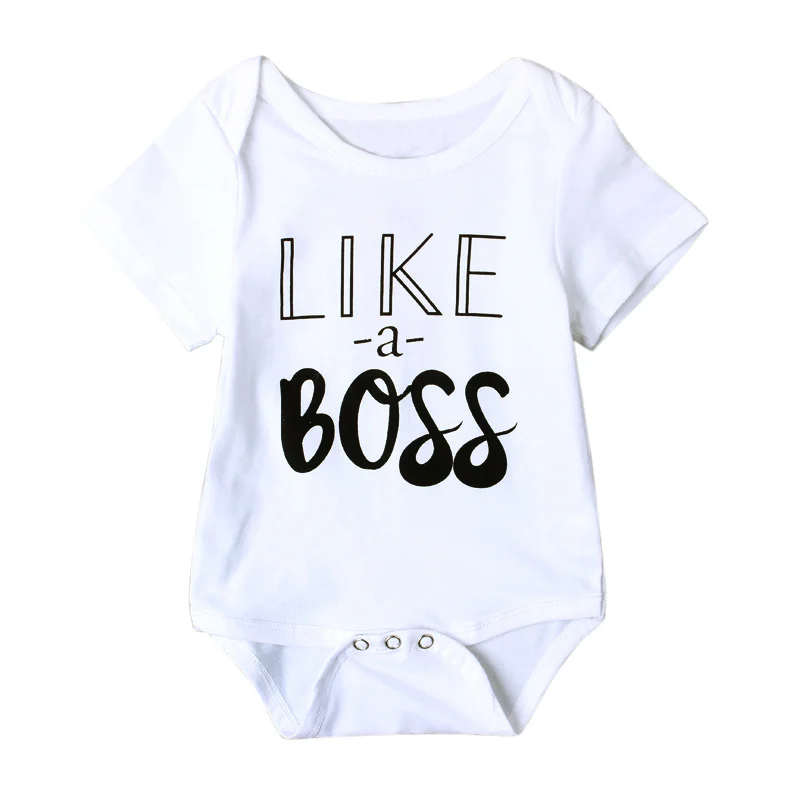 Summer Baby Bodysuits Cotton White One Pieces Baby Clothing LIKE a BOSS Newborn Infant Girls