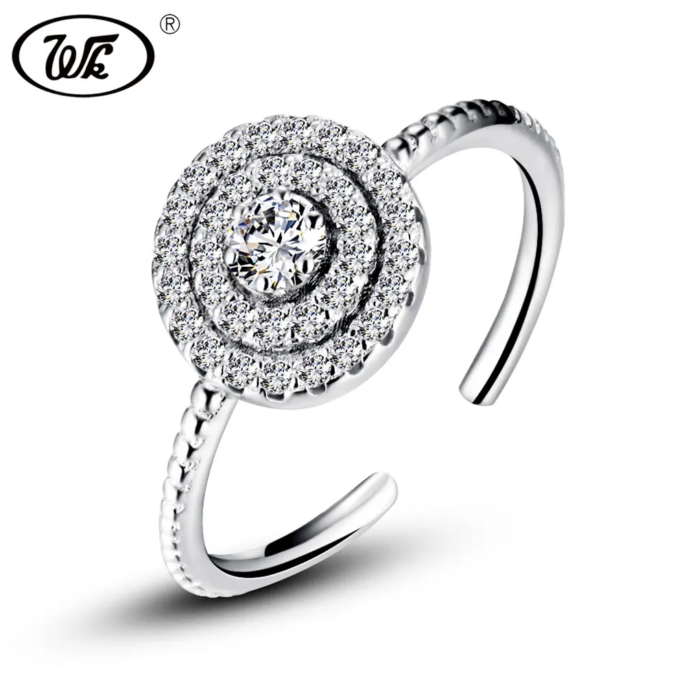 

WK NEW HOT Real Pure 925 Sterling Silver Rings Open Jewelry Round Open Ring Silver 925 Ring For Women DropShipping 2019 W4 RA009