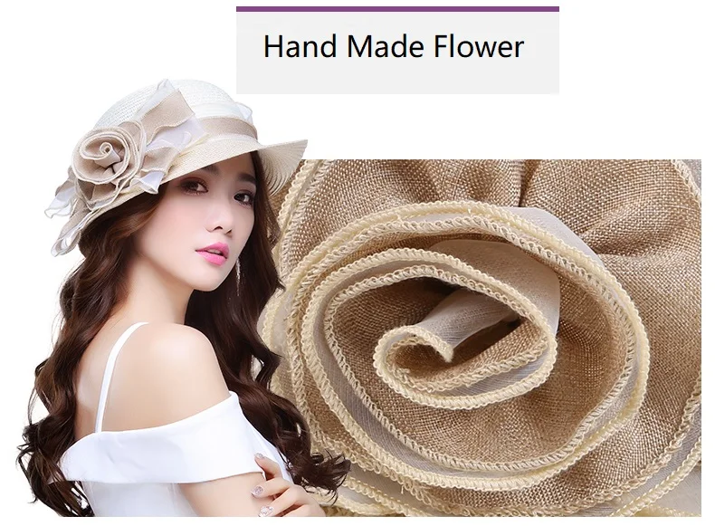 2018 New Spring Summer Straw Sun Hat Ladies Curling Sun Beach Hat Korean Sun Cap Female Flowers Summer Hat B-3144